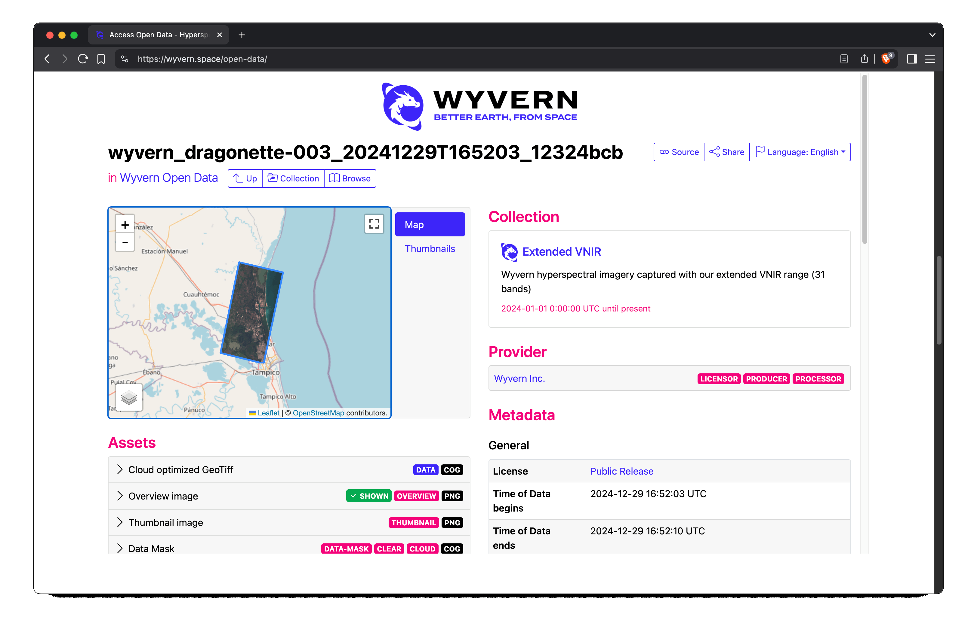 STAC catalog screenshot